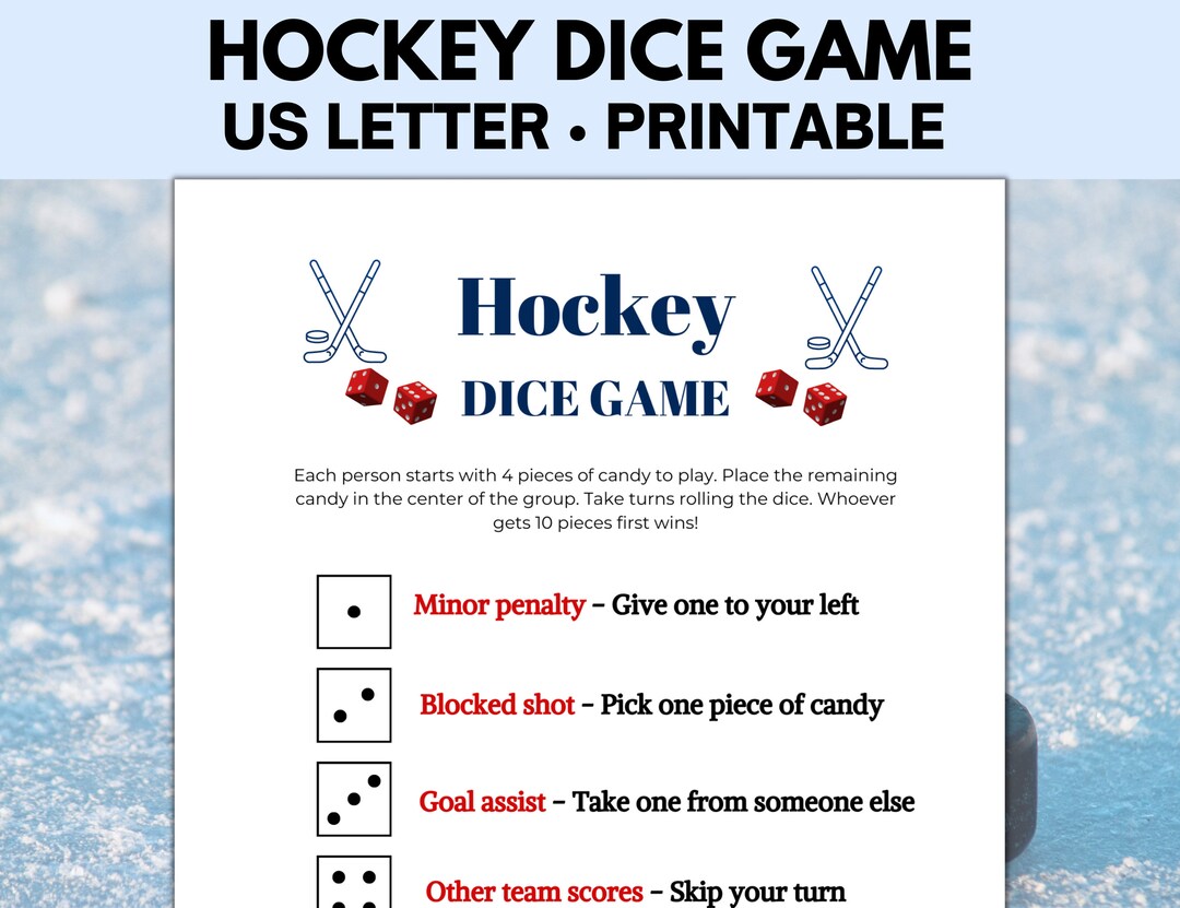 Hockey Dice Game and Candy Dice Game Printable, Fun for Kids and Adults