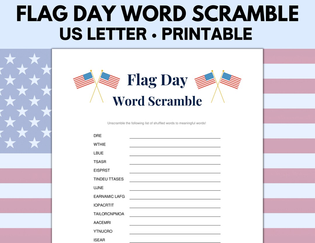 Flag Day Word Scramble Flag Day Printable Flag Day Etsy