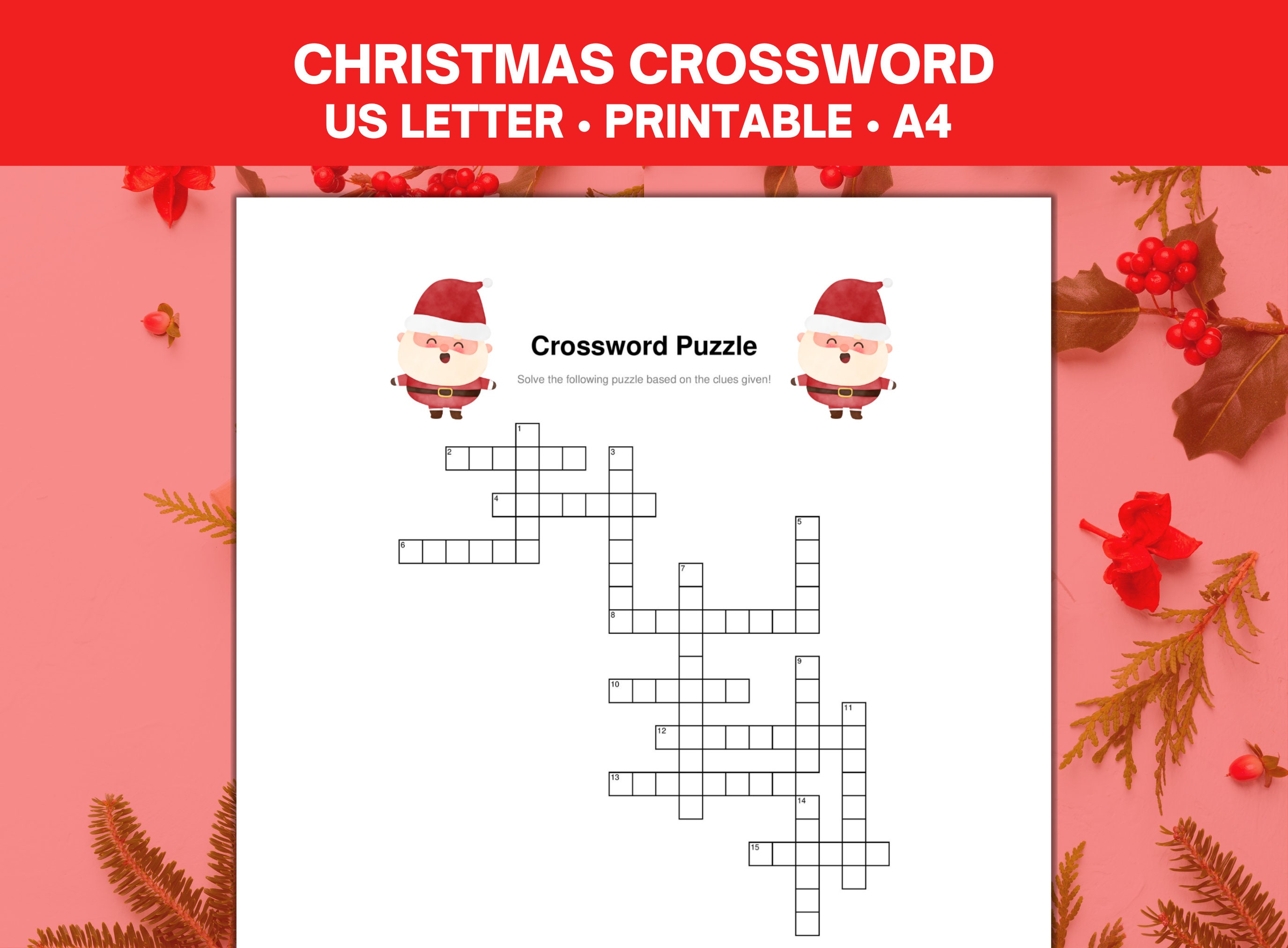 Christmas Crossword Puzzles Printables - Il Fullxfull.5171096812 Hrxy 
