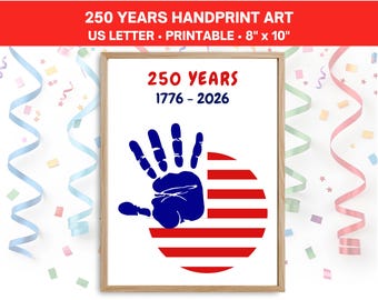 250 Years of America Handprint Art, 4th of July Keepsake