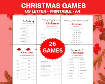 Christmas Game Bundle, Printable Christmas Games, Christmas Word Games, Christmas Word Search, Christmas Word Scramble, Christmas Match Game