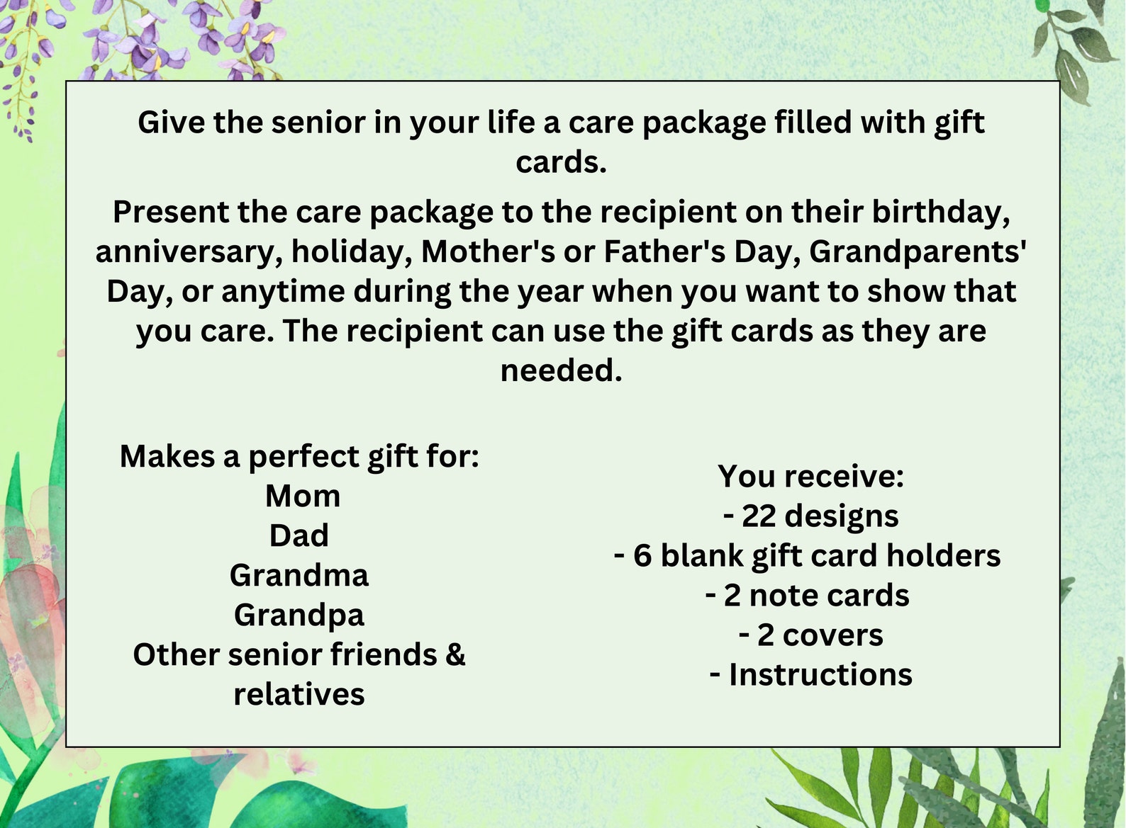 Printable Senior Citizen Gift Card Book, 70th, 80th, 90th Birthday Gift, Gifts for Elderly, Open ...