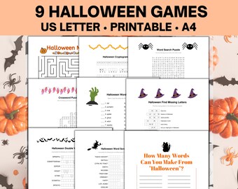 Halloween Games Bundle, Printable Activities, Party Games