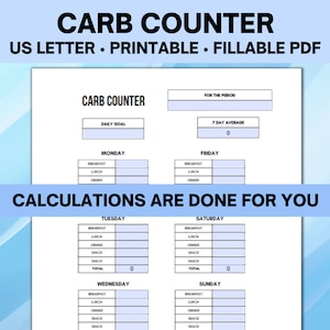 Carb Counter Tracker, Diet Tracker, Food Log and Tracker, Calorie Tracker, Carb Counting