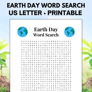 Earth Day Word Search Puzzle, Earth Day Printable, Earth Day Activities and Games