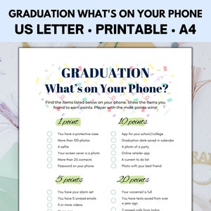 Graduation What&#39;s on Your Phone Game, What&#39;s in Your Phone Game, Graduation Party Games Printable