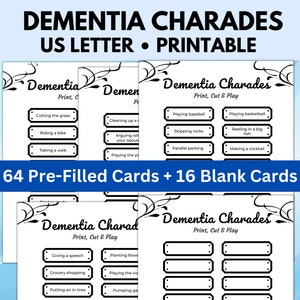 Dementia Charades, Ice Breaker Games, Dementia Activities, Dementia Games, Charades for Adults