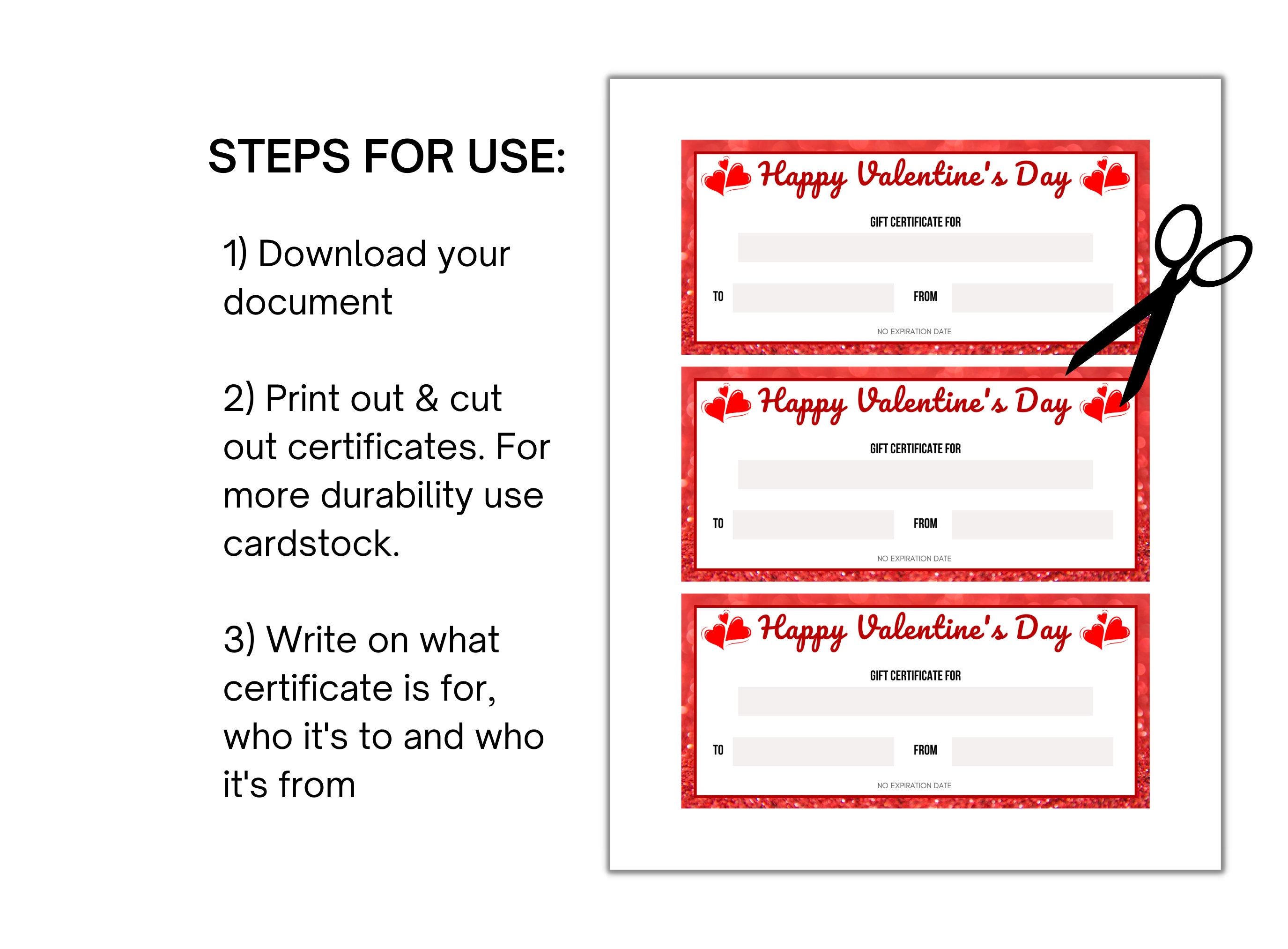 GIFT Certificate, Valentine's Day Printable Certificate, Gift Coupon