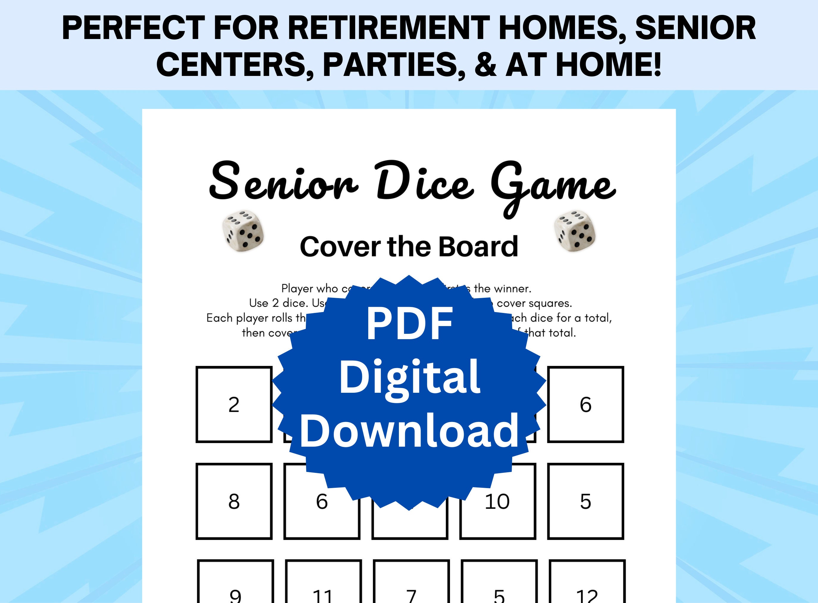 Senior Dice Game Printable Games for Seniors Retirement Games Senior Dice Game Printable Games for Seniors Retirement Games