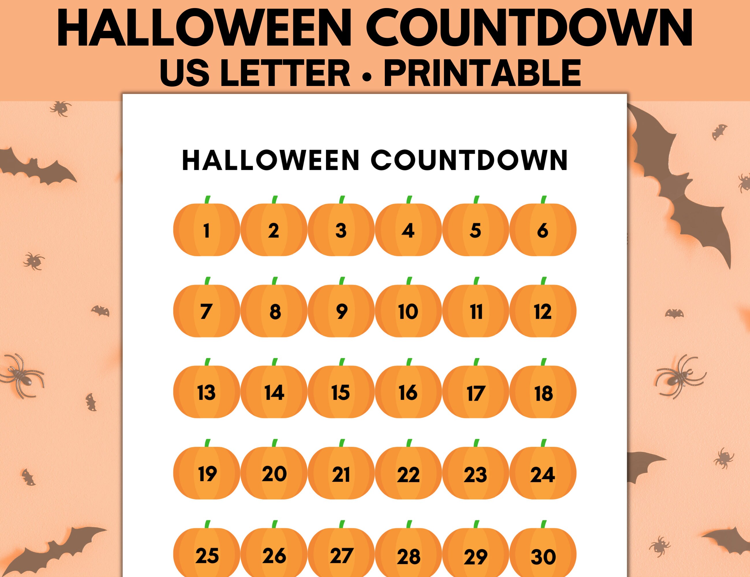 Halloween Countdown Calendar Printable Halloween Activity - Etsy