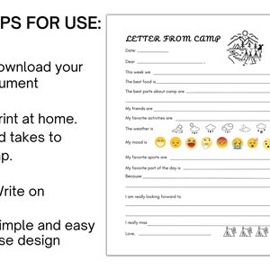 Letter From Camp for Kids, Summer Camp Letter, Kids Camping Journal Planner image 6