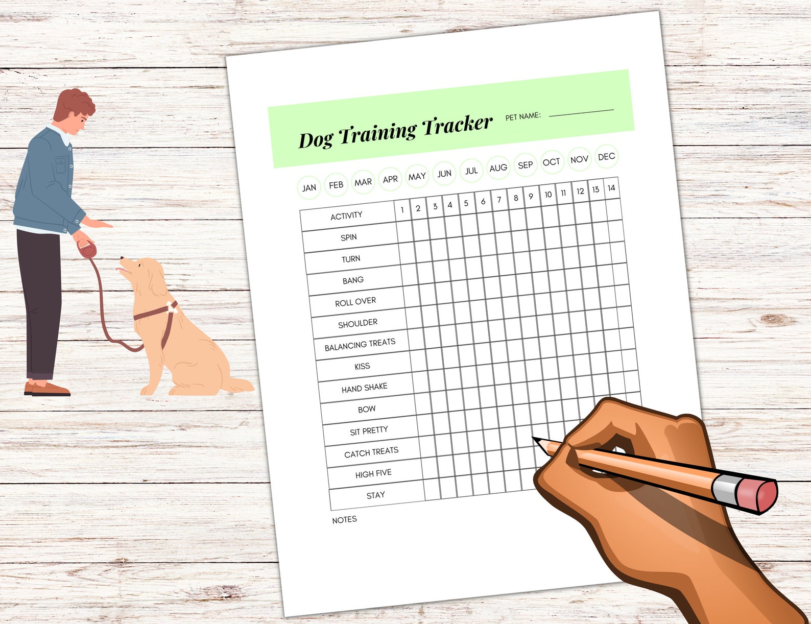 Dog Training Log, Puppy Training, Dog Training Journal (Instant ...