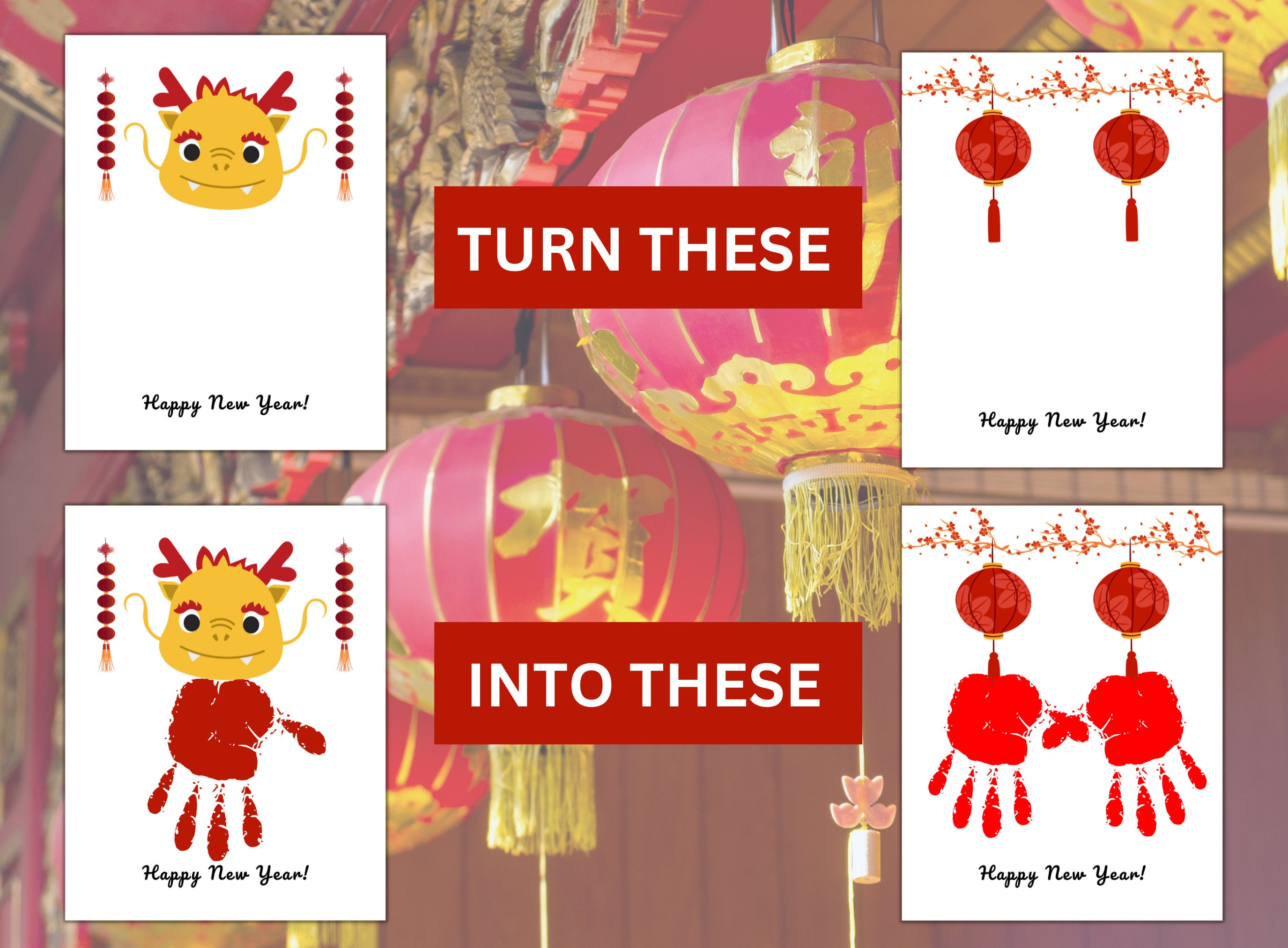 Chinese New Year Handprint Art, Handprint Craft, Fingerprint Art, Year