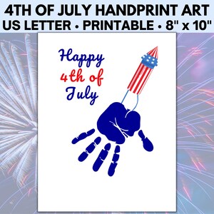 4th of July Handprint Art, Handprint Keepsake, 4th of July Activities, Handprint Craft, Handprint Art for Kids 4th of July