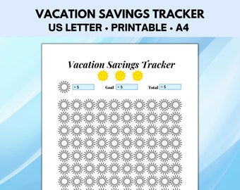 Vacation Savings Challenge, Savings Challenge Printable, Savings Tracker Printable, Money Savings Challenge, Vacation Savings Tracker