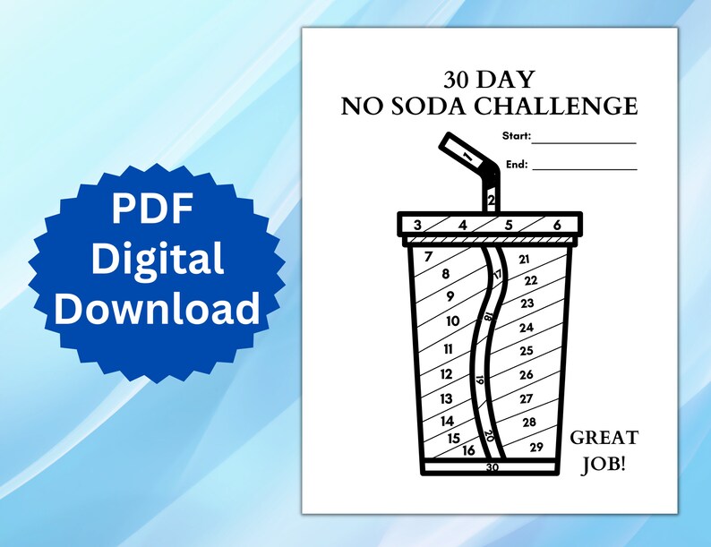 No Soda 30 Day Challenge, Self Care Challenge, No Soda Challenge