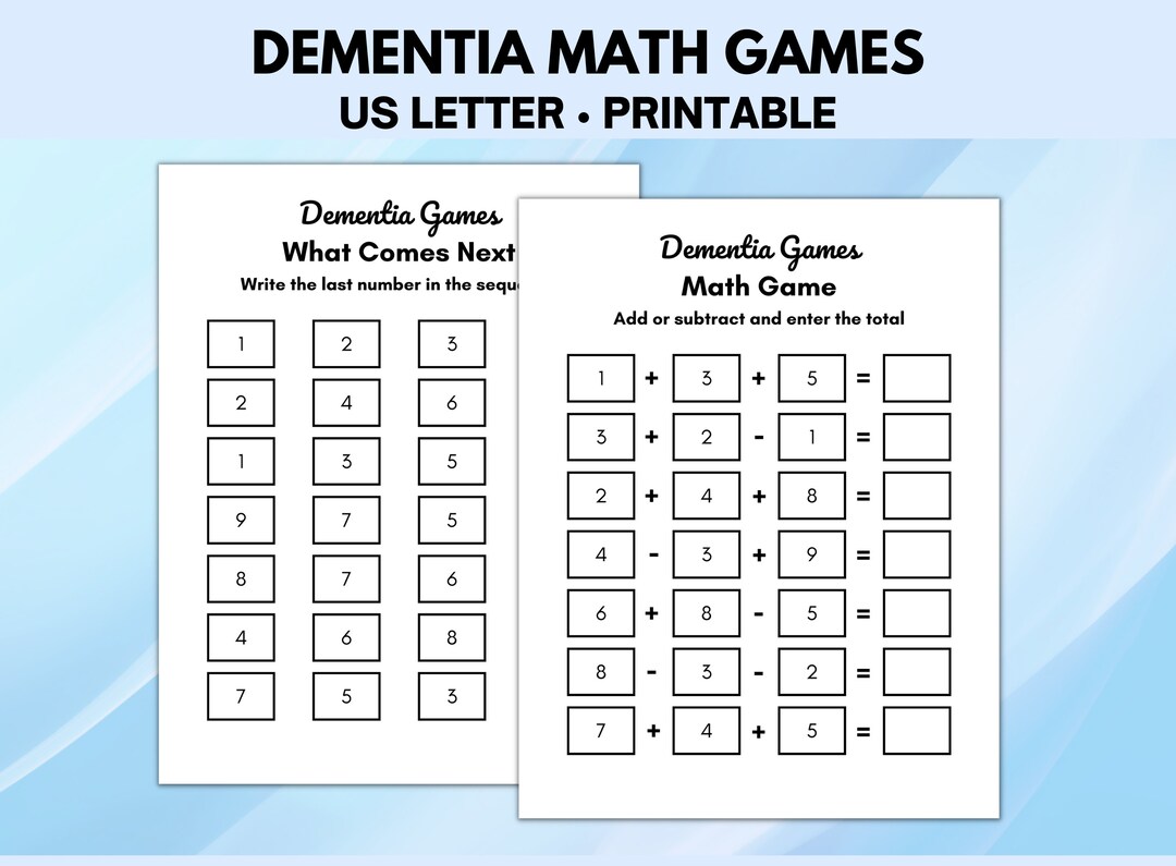 Dementia Math Games, Dementia Activities, Dementia Games, Dementia ...