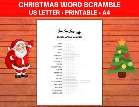 Christmas Word Scramble Christmas Party Game Printable - Etsy