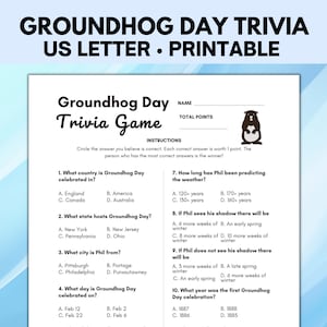 Groundhog Day Trivia, Groundhog Day Printable, Groundhog Activities