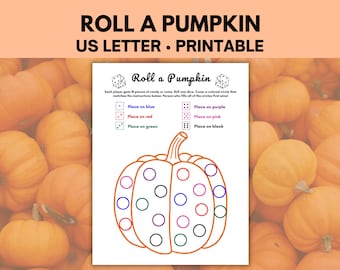 Roll a Pumpkin Dice Game, Fall Autumn Games, Fall Party Activity
