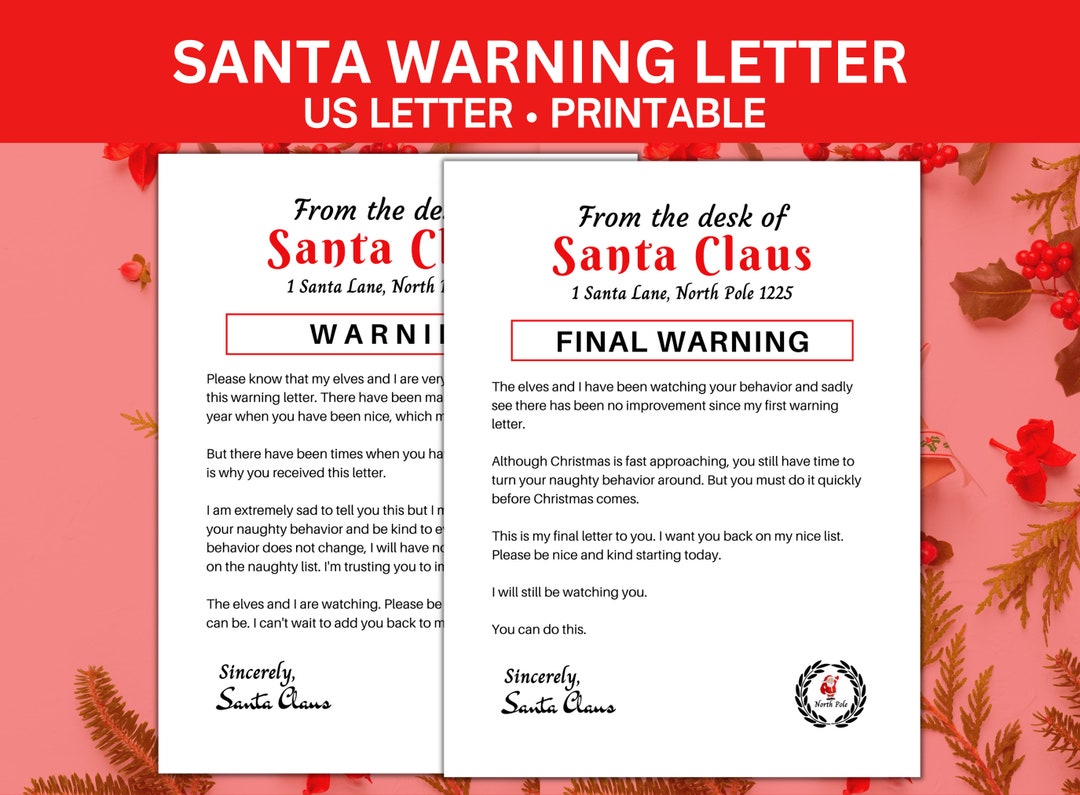 Santa Warning Letter Naughty List Warning Naughty List - Etsy