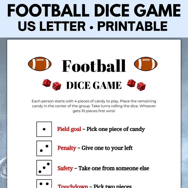 Football Dice Game Etsy
