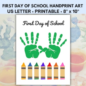 Handprint Art for Kids for the First Day of School, Preschool and Kindergarten Handprint Craft, Fingerprint Art