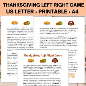 Thanksgiving Left Right Game, Pass the Gift Game, Pass the Prize Game, Right Left Story, Gift Exchange Game