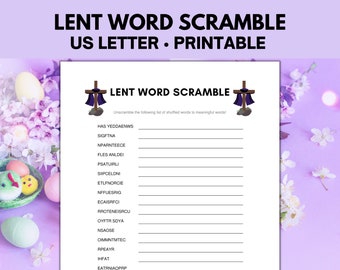 Lent Word Scramble Game, Lent Games en activiteiten, Christelijke spellen