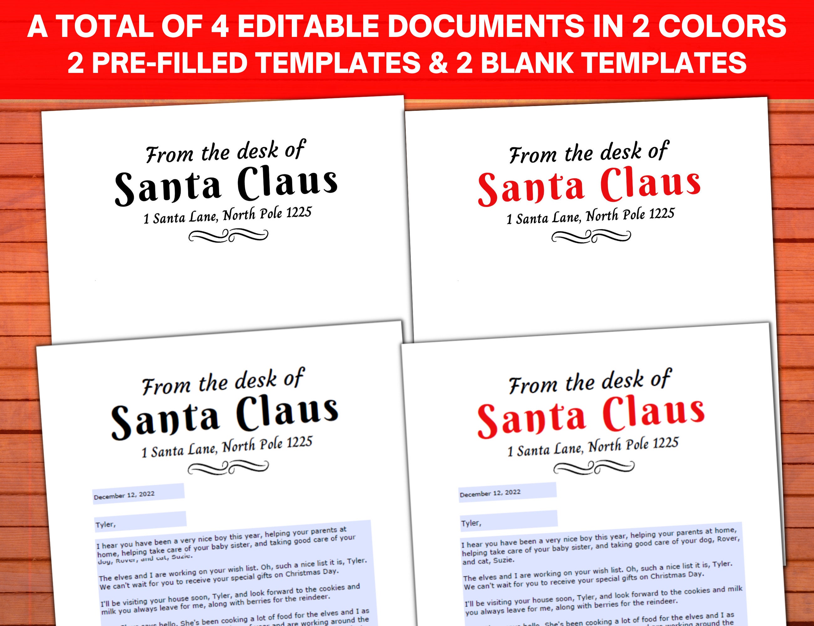 Letter From Santa Printable, Santa Letter Editable, Santa Claus Letter ...