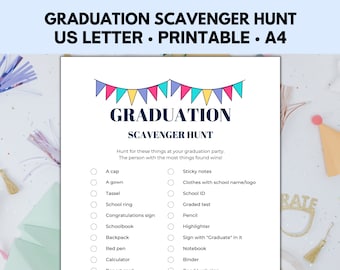 Caccia al tesoro per la laurea, caccia al tesoro, giochi per feste di laurea stampabili