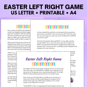 Easter Left Right Game, Pass the Gift Game, Pass the Prize Game, Right Left Story, Printable Easter Games