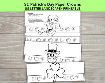 St. Patrick's Day Paper Crown, Printable Leprechaun Party Hats