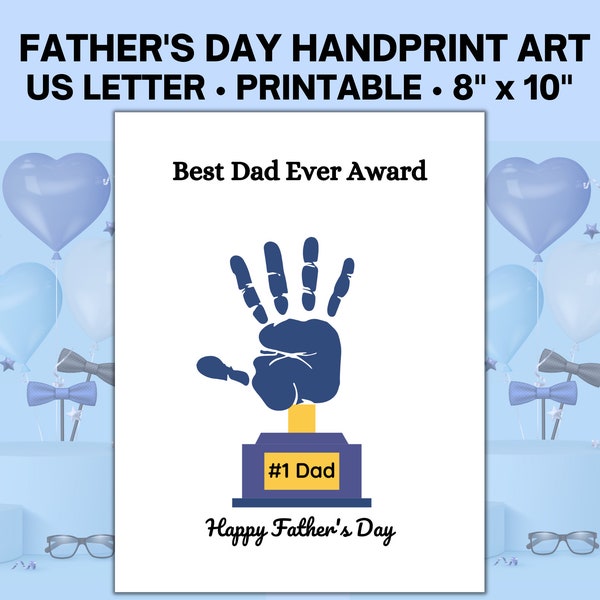 Father's Day Handprint Craft, Father's Day Handprint Printable, Handprint Art, Father's Day Printable Craft, Meaningful Dad Gift