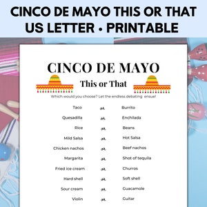 Cinco de Mayo This or That Game, Ice Breaker Games, Cinco de Mayo Games, Fiesta Games, Mexican Party Games