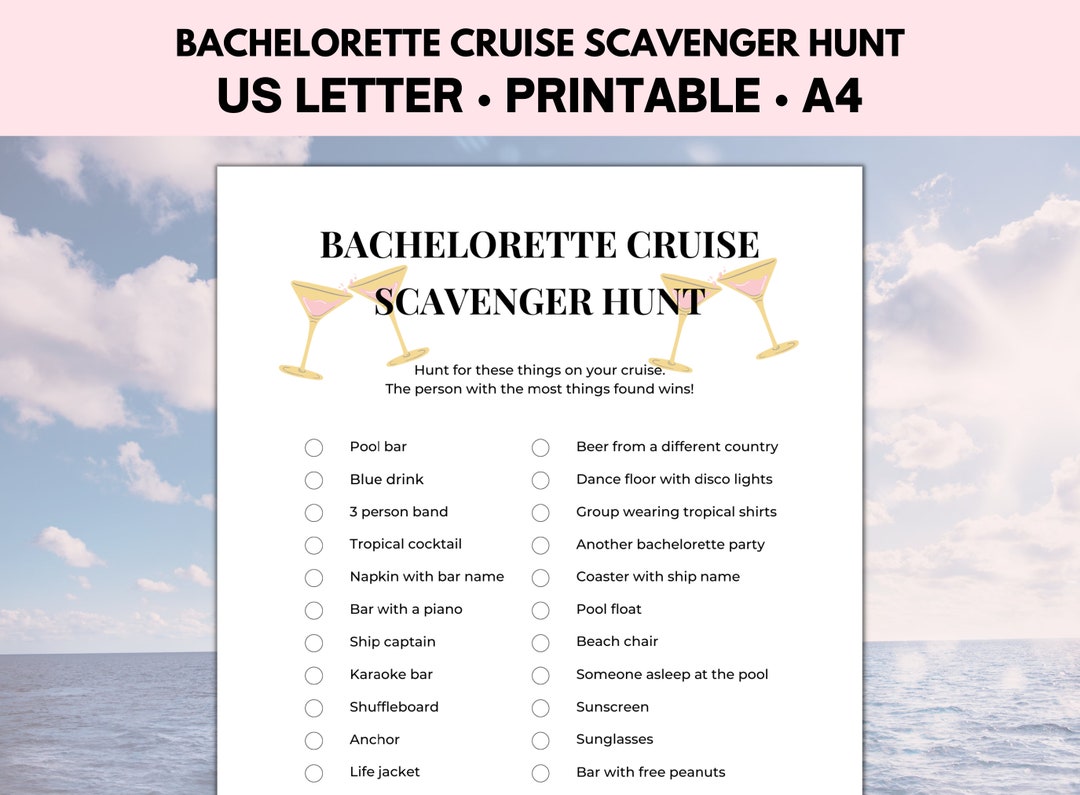 Bachelorette Cruise Scavenger Hunt, Cruise Pub Crawl Bar Scavenger Hunt
