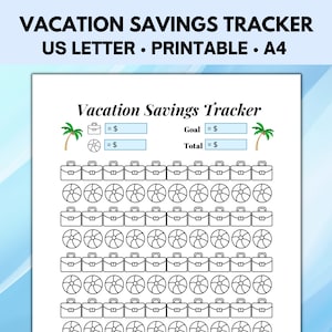 Vacation Savings Challenge Tracker Printable