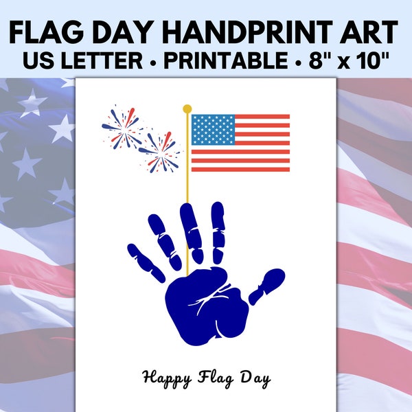 Flag Day Handprint Art for Kids and Toddlers, Handprint Craft for Flag Day Activities for Preschool and Daycare, Fingerprint Art