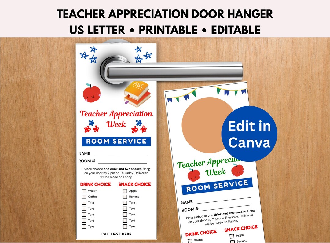 Teacher Appreciation Week Door Hanger Editable, VIP Teacher Room ...