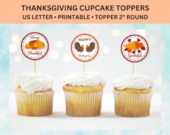 Happy Thanksgiving Cupcake Toppers Printable