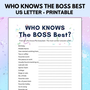 Who Knows the Boss Best, How Well Do You Know, Office Party Games, Team Building Games, Ice Breaker Games, Boss Day Games