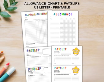 Kids Chore Chart, Allowance Tracker, Payslip Reward System
