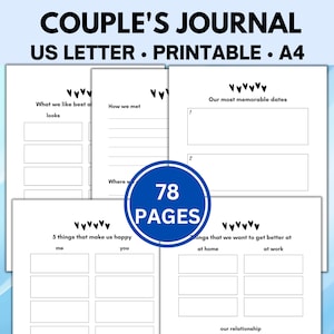 Couple&#39;s Journal, Anniversary Journal and Couple Questions, Relationship Journal, Engagement Journal