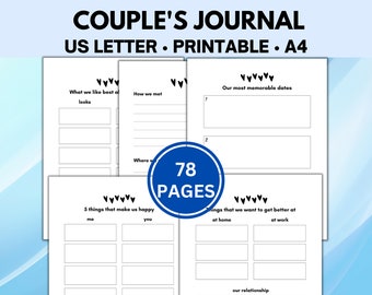 Couple's Journal, Anniversary Journal and Couple Questions, Relationship Journal, Engagement Journal