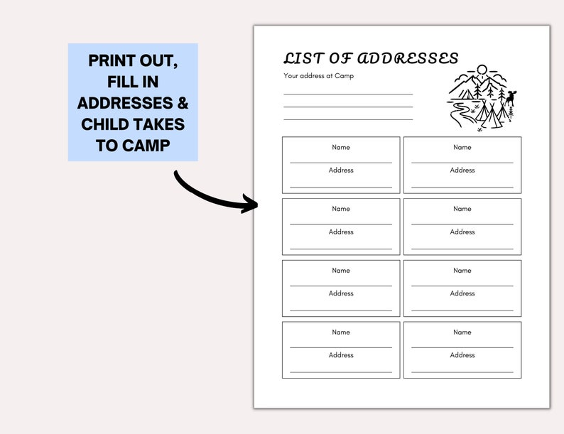 Letter From Camp for Kids, Summer Camp Letter, Kids Camping Journal Planner image 5