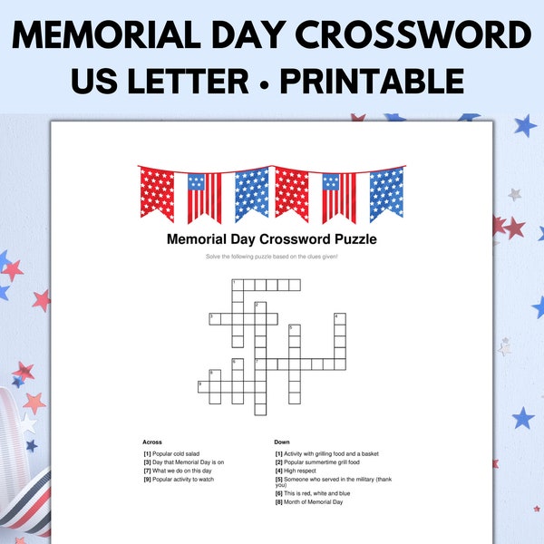 Memorial Day Crossword Puzzle, Memorial Day Games
