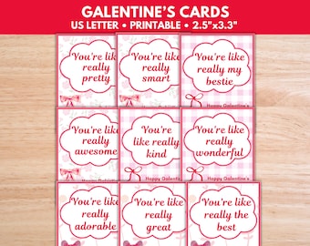 Printable Galentine's Day Cards,  Girly Coworker Valentine Tags