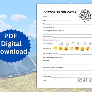 Letter From Camp for Kids, Summer Camp Letter, Kids Camping Journal Planner image 2