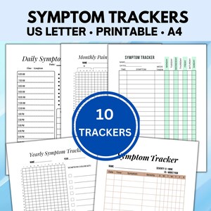 Symptom Tracker Printable, Chronic Illness Symptom Tracker and Medical Tracker, Pain Tracker