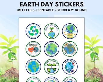 Earth Day Stickers Printable Earth Stickers, Planet Sticker, Earth Day Printable, Earth Day Activities